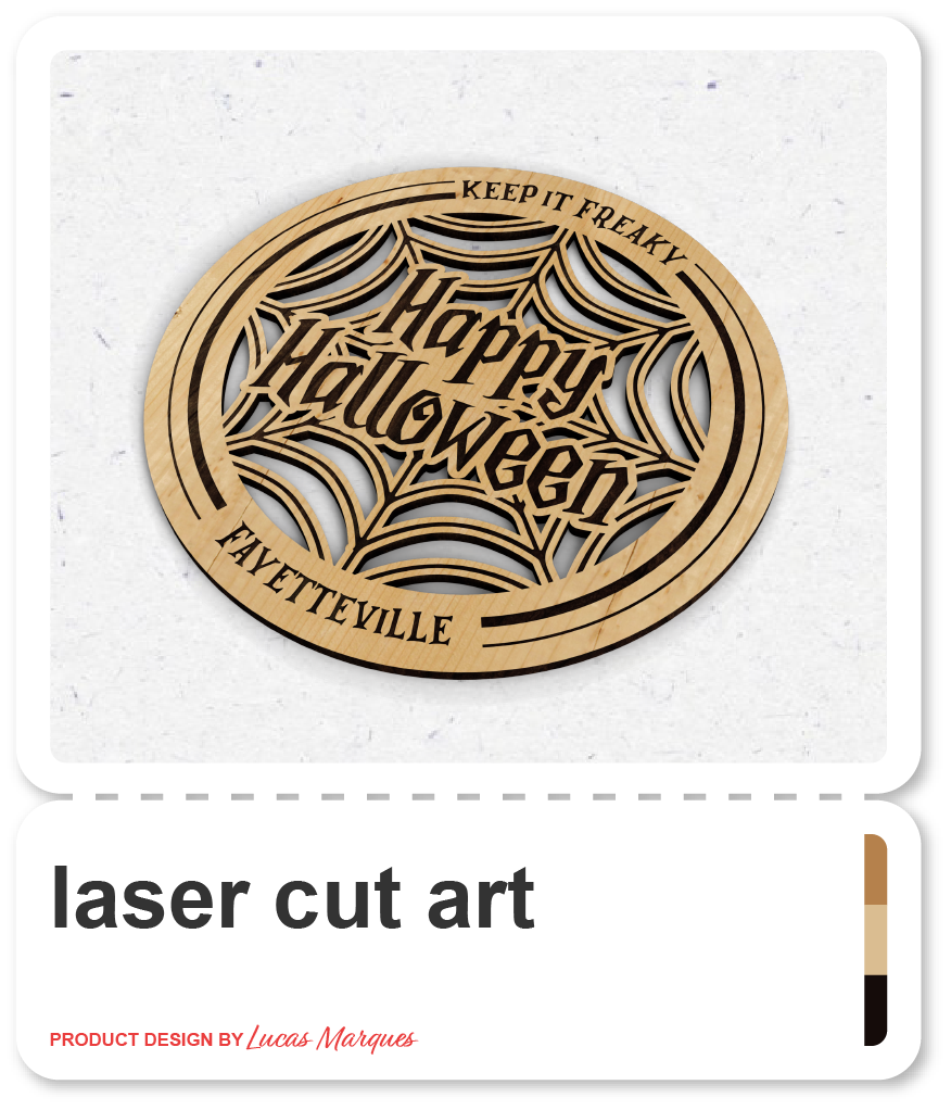Circular Happy Halloween laser cut wood artwork