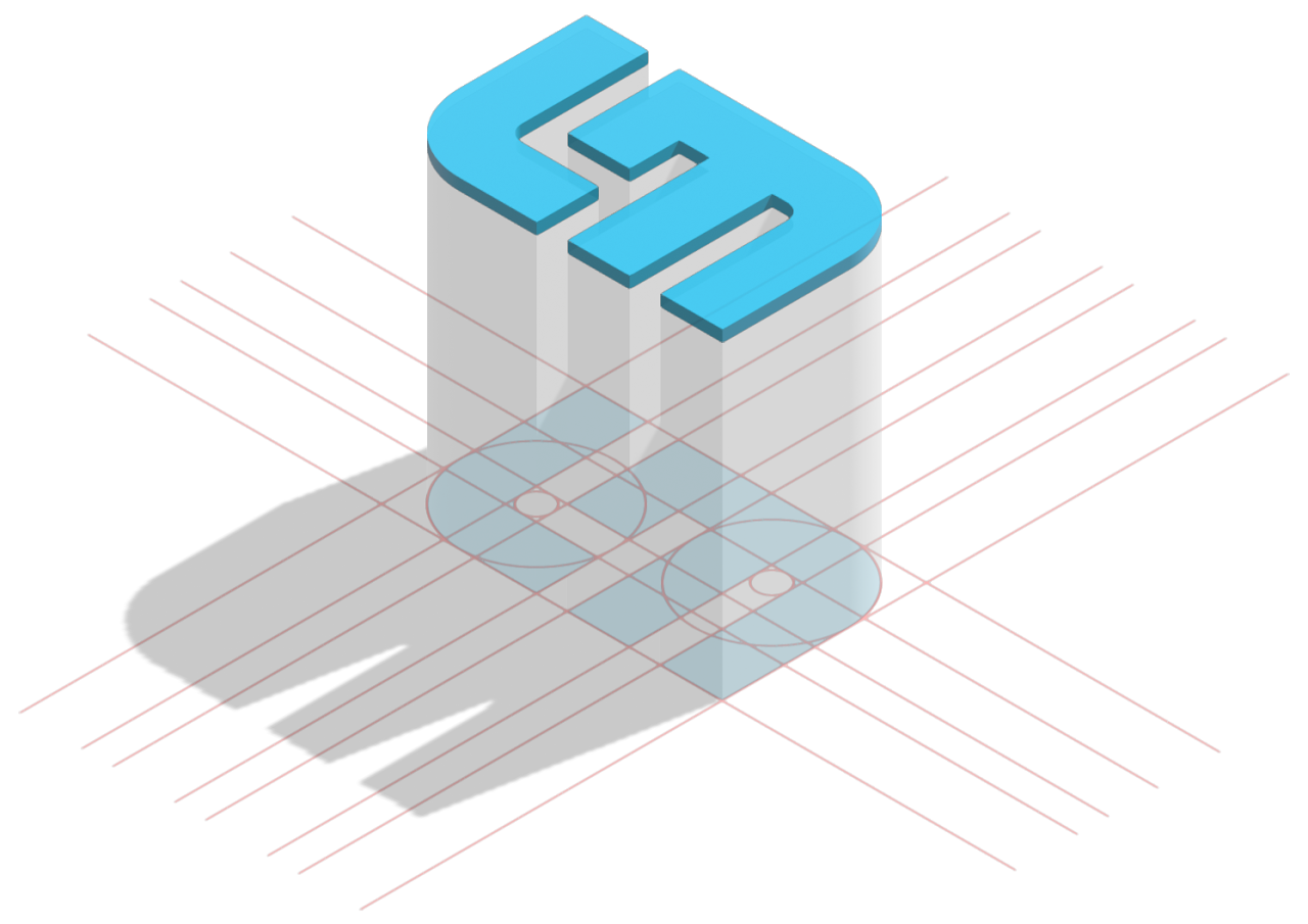 LM monogram 3D geometric construction and projection study