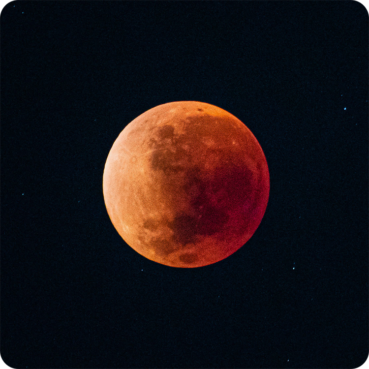 Blood moon total lunar eclipse in deep sky