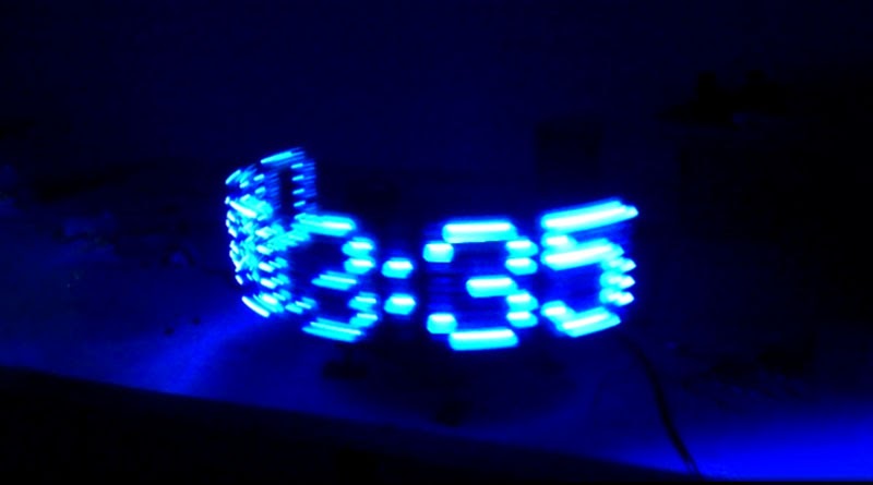 Propeller Clock displaying six digits in mid-air
