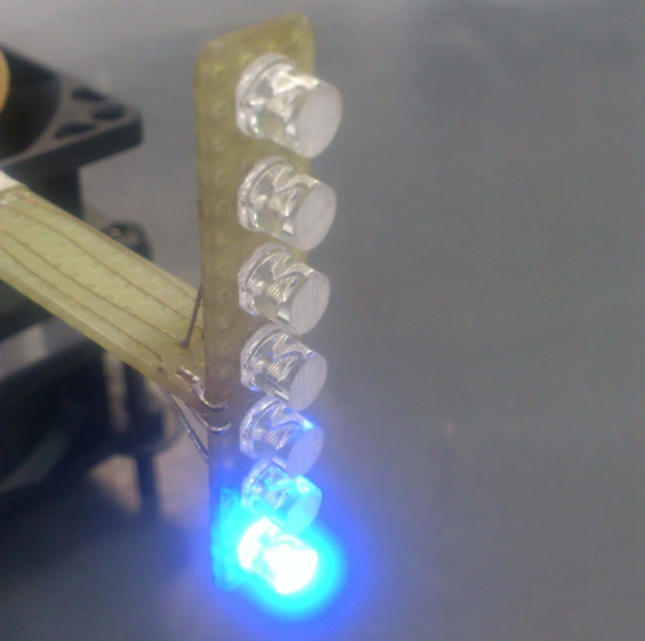 Linear array of seven light emitting diodes
